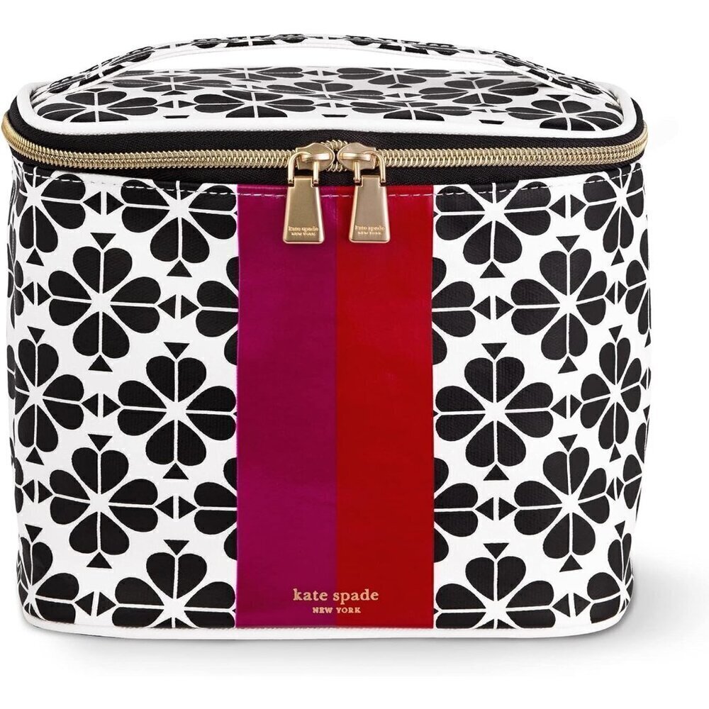 🆕Kate Spade Black Lunch  Floral Thermal Bag with Double Zipper Carrying Handle